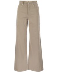 【送料&関税込】Weekend Max Mara Medina Logo Patch Wide Leg Cotton drill wide-leg trousers, sand | Weekend Max Mara