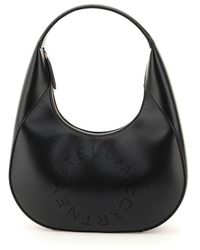 Stella McCartney Small Hobo Bag With Logo - Black