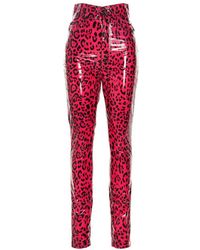Dolce & Gabbana Vinyl Animal Print Pants - Red
