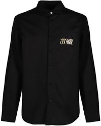Versace Jeans Couture Cotton Shirt With Contrasting Logo Print - Black