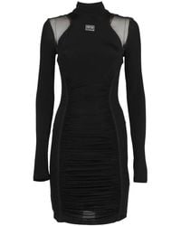 Versace - Mesh-panelled Long-sleeved Mini Dress - Lyst