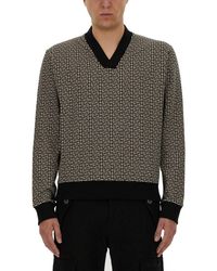 Balmain - V-neck Monogram Jersey Sweatshirt - Lyst
