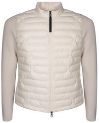Moncler - Padded Ivory Cardigan - Lyst