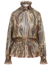 Valentino - All-Over Patterned Ruffled Top - Lyst