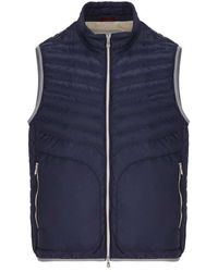 Brunello Cucinelli Quilted Zipped Padded Gilet - Blue