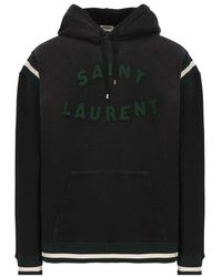 Saint Laurent - Logo Cotton Jersey Hoodie - Lyst