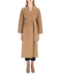 Max Mara - Double-breasted Straight Hem Belted Coat - Lyst