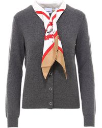Burberry Scarf Detailed Cardigan - Grey