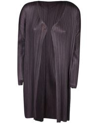 Pleats Please Issey Miyake - Pleats Please By Issey Miyake Pleated Open-front Coat - Lyst