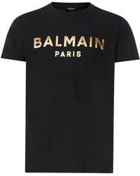 Balmain - Metallic Logo T-shirt - Lyst