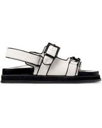 Jimmy Choo - Elyn Flat Linen And Leather Sandals - Lyst