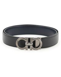 Womens Mens Accessories Mens Belts Ferragamo Gancini Black Embossed Leather Belt Save 54% 