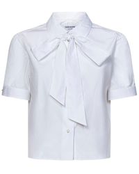 Thom Browne - Bow-embellished Short-sleeved Poplin Shirt - Lyst