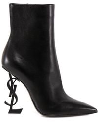Saint Laurent - Opyum Leather Ankle Boots - Lyst