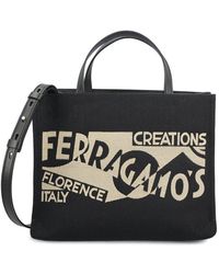 Ferragamo - Small Venna-jacquard Top Handle Bag - Lyst