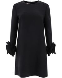 Valentino - Crepe Couture Crewneck Long-sleeved Dress - Lyst