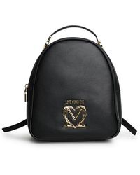 Love Moschino Logo Plaque Zipped Backpack - Black