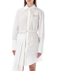Off-White c/o Virgil Abloh - Asymmetric Pleated Long-sleeved Shirt Dress - Lyst