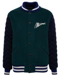 Missoni - Logo Embroidered Snapped Bomber Jacket - Lyst