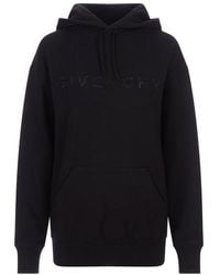 Givenchy - Black Hoodie With Rhinestone Logo - Lyst