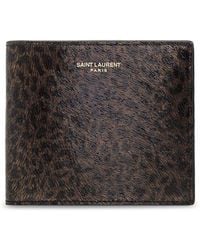 Saint Laurent - Leather Wallet With Animal Motif - Lyst
