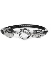 Alexander McQueen Skulls Leather Bracelet - Black