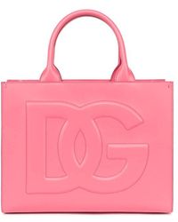 Dolce & Gabbana Logo Embossed Top Handle Tote Bag - Pink