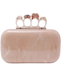 Alexander McQueen Four Ring Logo Embossed Clutch Bag - Pink