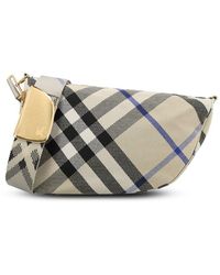 Burberry - Medium Shield Checked Messenger Bag - Lyst