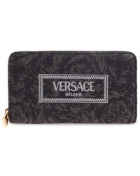 Versace - Logo-embroidered Zip-up Wallet - Lyst