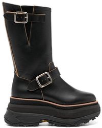 Sacai Black Wingtip Engineer Boots | Lyst