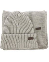 Barbour - "crimdon" Scarf And Beanie Ribbed Set - Lyst