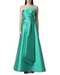 Alberta Ferretti - Bow Embellished Satin Evening Gown - Lyst