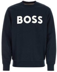 BOSS - Crew Neck Sweatshirt With Logo Print - Lyst
