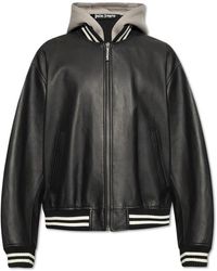 Palm Angels - Curved Logo Leather Bomber - Lyst
