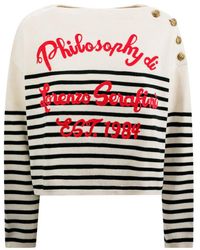 Philosophy Di Lorenzo Serafini - Striped Sweater With Button Insert - Lyst