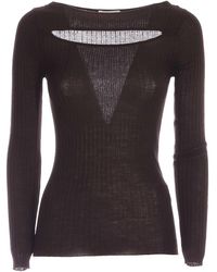 P.A.R.O.S.H. Leila Cut-out Detailed Knitted Top - Brown