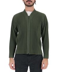 Homme Plissé Issey Miyake Pleated Zipped Jacket - Green