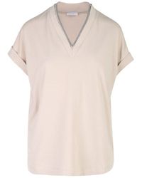 Brunello Cucinelli - V-neck Short-sleeved T-shirt - Lyst