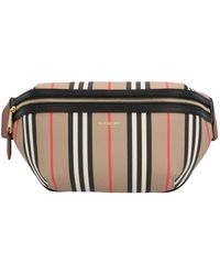 Burberry Canvas Icon Stripe Sonny Belt Bag in Natural - Lyst