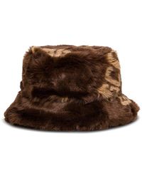 Gcds Buket Hat In Ecological Fur With Logo - Brown