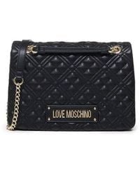Moschino - Quilted Bag With Logo Plaque - Lyst