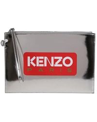 KENZO - Large Logo Printed Clutch Bag - Lyst