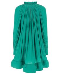 Lanvin - Charmeuse Ruffle Detailed Mini Dress - Lyst