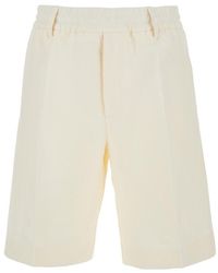 Burberry - Cream Bermuda Shorts With Elastic Waistband - Lyst