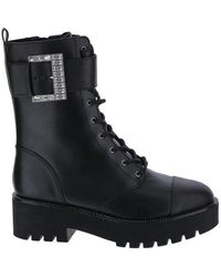 bryce leather and logo platform combat boot