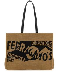 Ferragamo - Logo Detailed Large Tote Bag - Lyst
