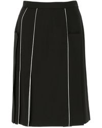 Burberry Piping Detail High-waisted Skirt - Black
