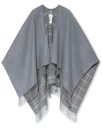Burberry - Checked Fringed Edge Reversible Cape - Lyst