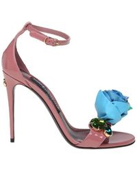 Dolce & Gabbana - Floral Detailed Ankle Strap Sandals - Lyst